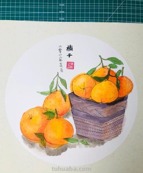 创意儿童画教程|桌上的橘子