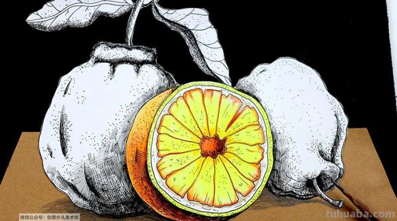 创意儿童画教程｜桌上的橘子