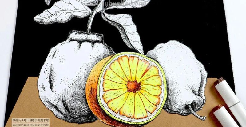 创意儿童画教程｜桌上的橘子