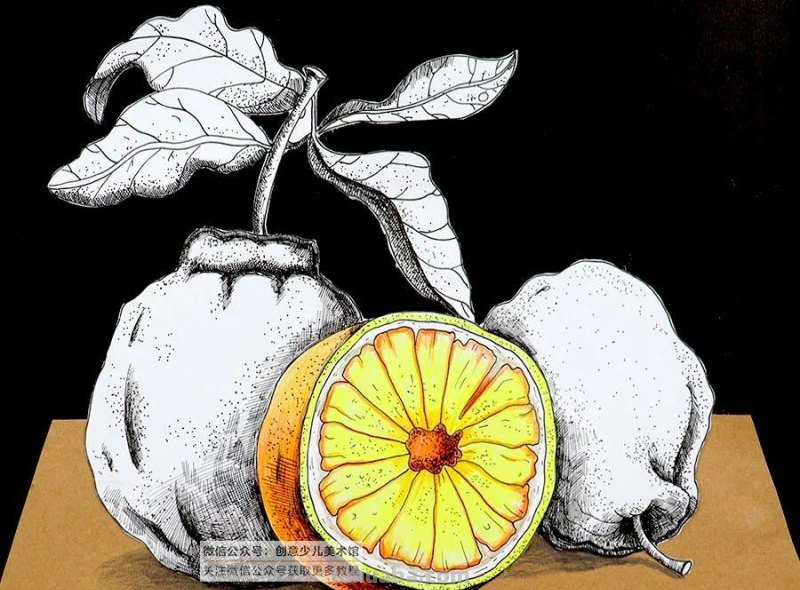 创意儿童画教程｜桌上的橘子