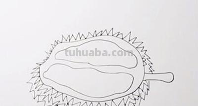 水果简笔画教程：教你画水果之王榴莲，步骤简单值得临摹