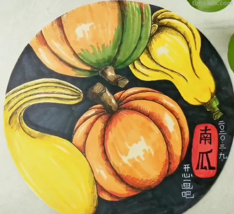 马克笔手绘 瓜果蔬菜植物花卉作品