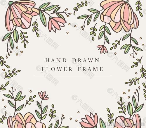 手绘简笔花卉-适合春天用的插画边框素材！