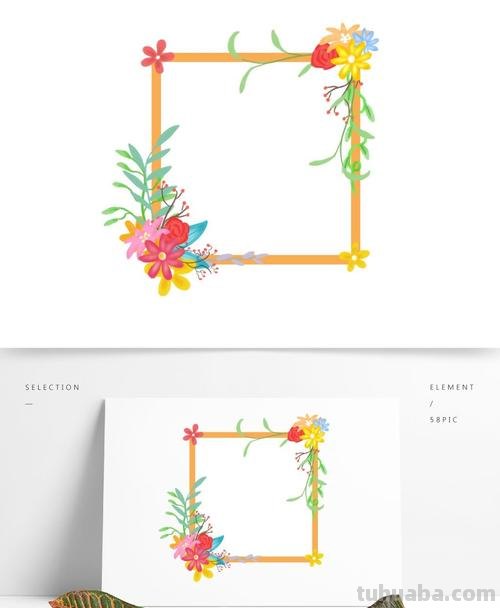 手绘简笔花卉-适合春天用的插画边框素材！