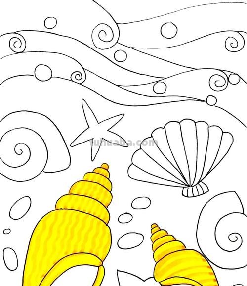 简笔画海螺涂什么颜色 画大海的儿童画?