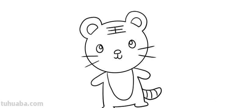 简笔画老虎涂什么颜色 简笔画之可爱小老虎的简单画法(儿童画)?