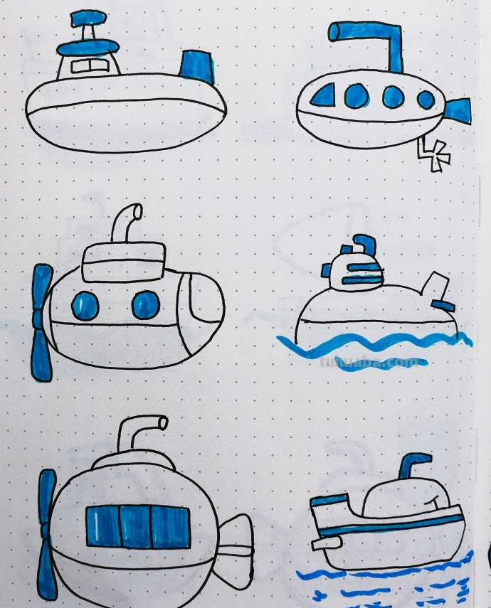 一组清新海洋风简笔插画~