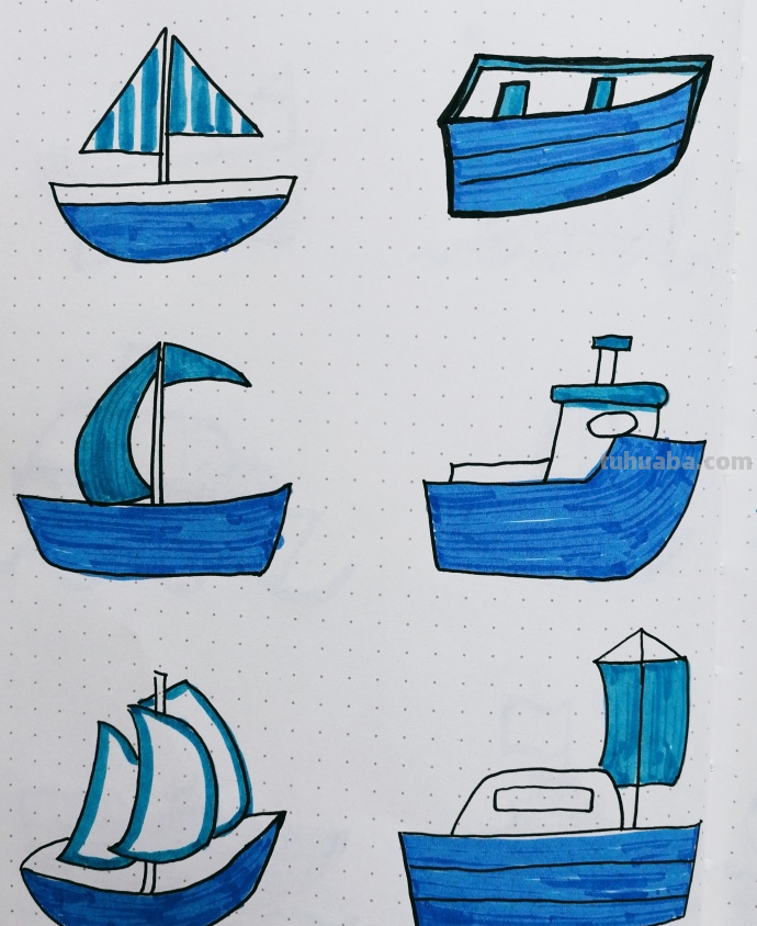 一组清新海洋风简笔插画~