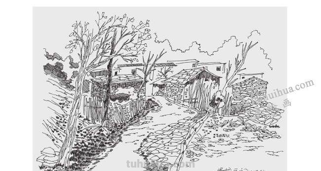 速写山村小路 如何画乡村风景速写?
