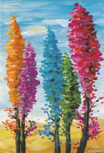 如何用水粉画出色彩缤纷的树？ 