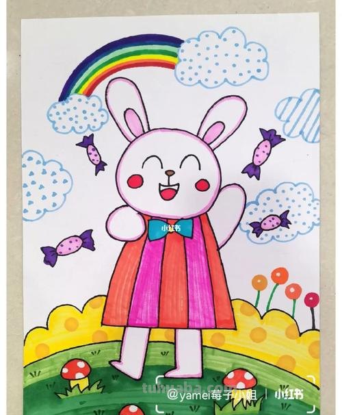 动物主题儿童画,冬季主题画,兔年主题画,儿童小动物简笔画