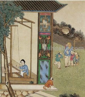古代纺车与织娘油画欣赏-系列专题人物绘画作品集