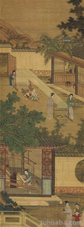 古代纺车与织娘油画欣赏-系列专题人物绘画作品集