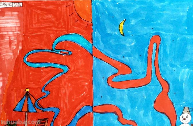 用色彩的对比画出简单的画，四幅画带你领略不同的视觉冲击 