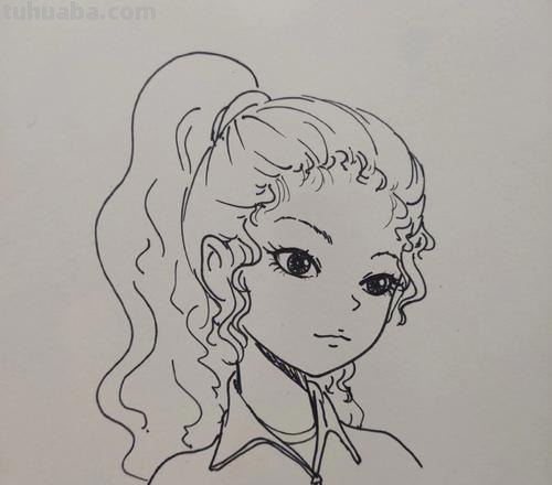 速写马尾女 速写头发万能公式？