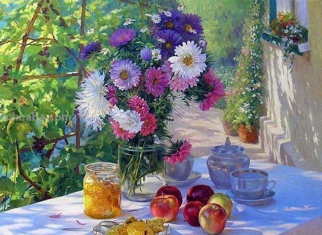 与花为伴的生活 - 俄罗斯艺术家根纳季花卉静物油画专辑