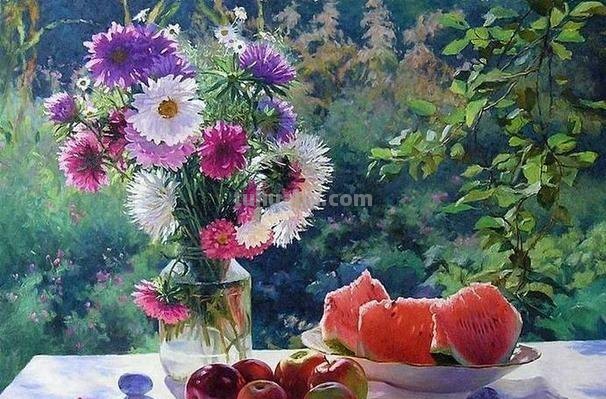 与花为伴的生活 - 俄罗斯艺术家根纳季花卉静物油画专辑