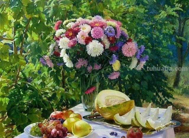 与花为伴的生活 - 俄罗斯艺术家根纳季花卉静物油画专辑
