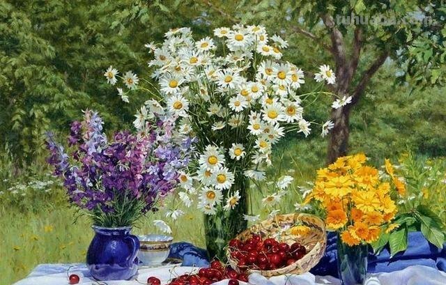 与花为伴的生活 - 俄罗斯艺术家根纳季花卉静物油画专辑