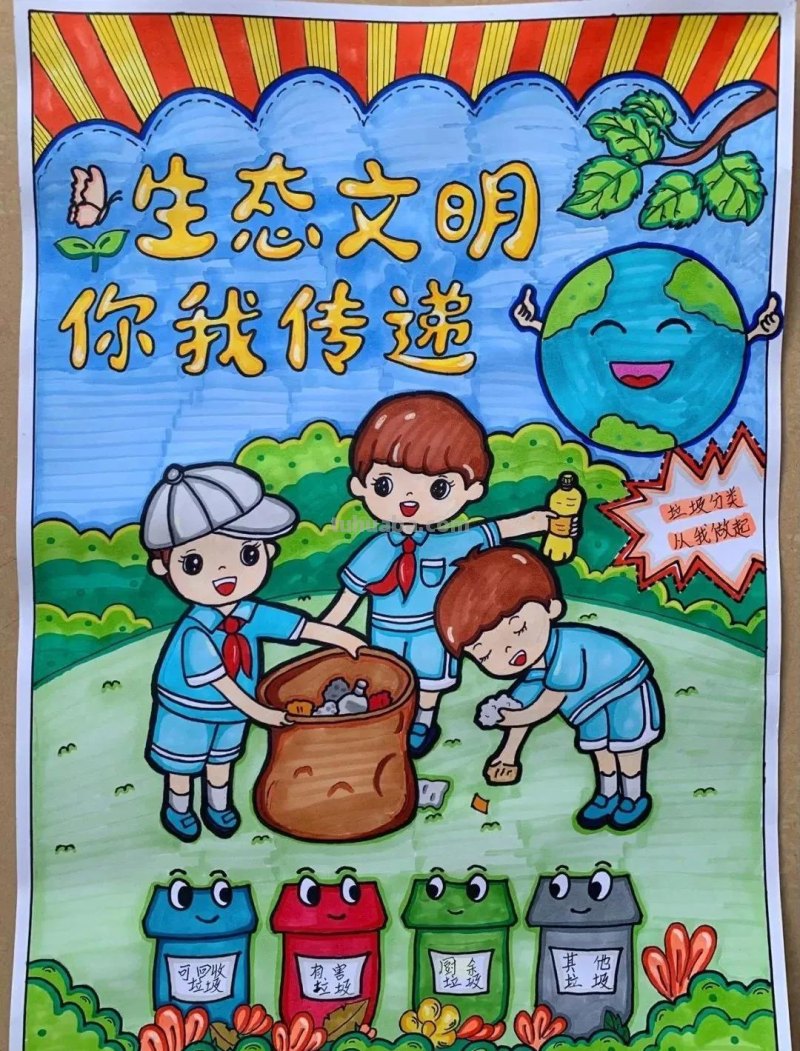 精选31张“环保主题”世界环境日等的主题绘画，线稿可打印呦！