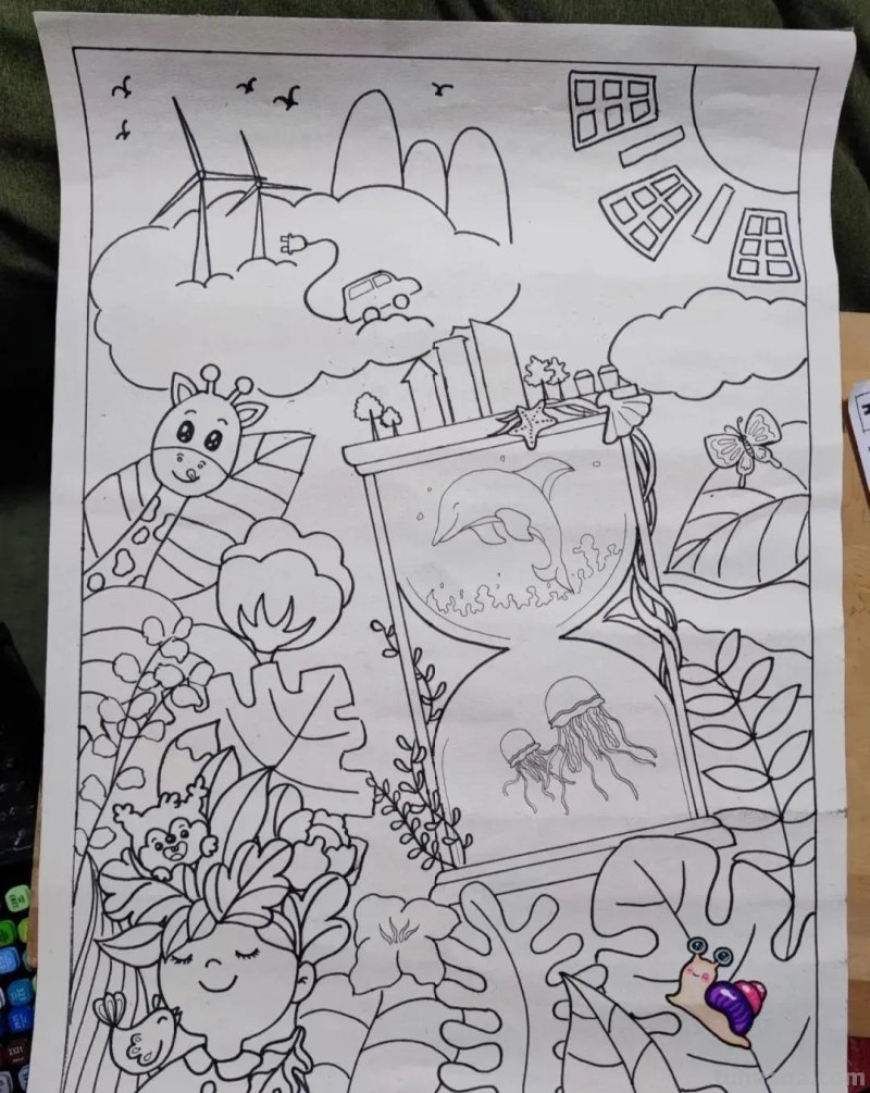 精选31张“环保主题”世界环境日等的主题绘画，线稿可打印呦！