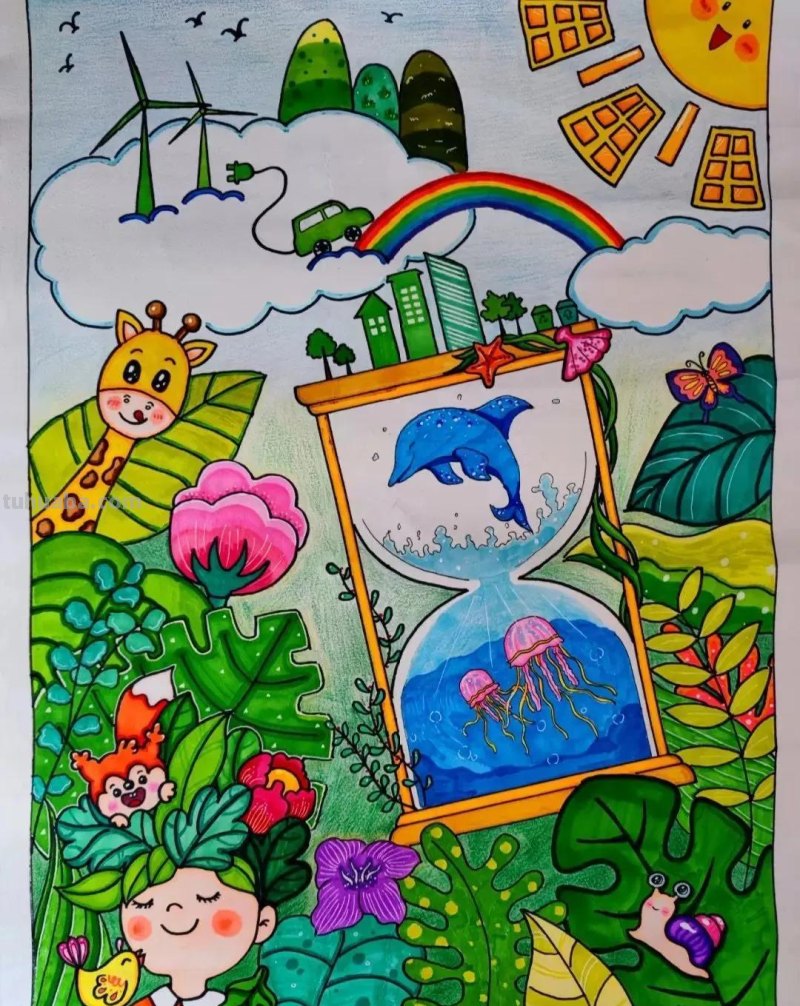 精选31张“环保主题”世界环境日等的主题绘画，线稿可打印呦！