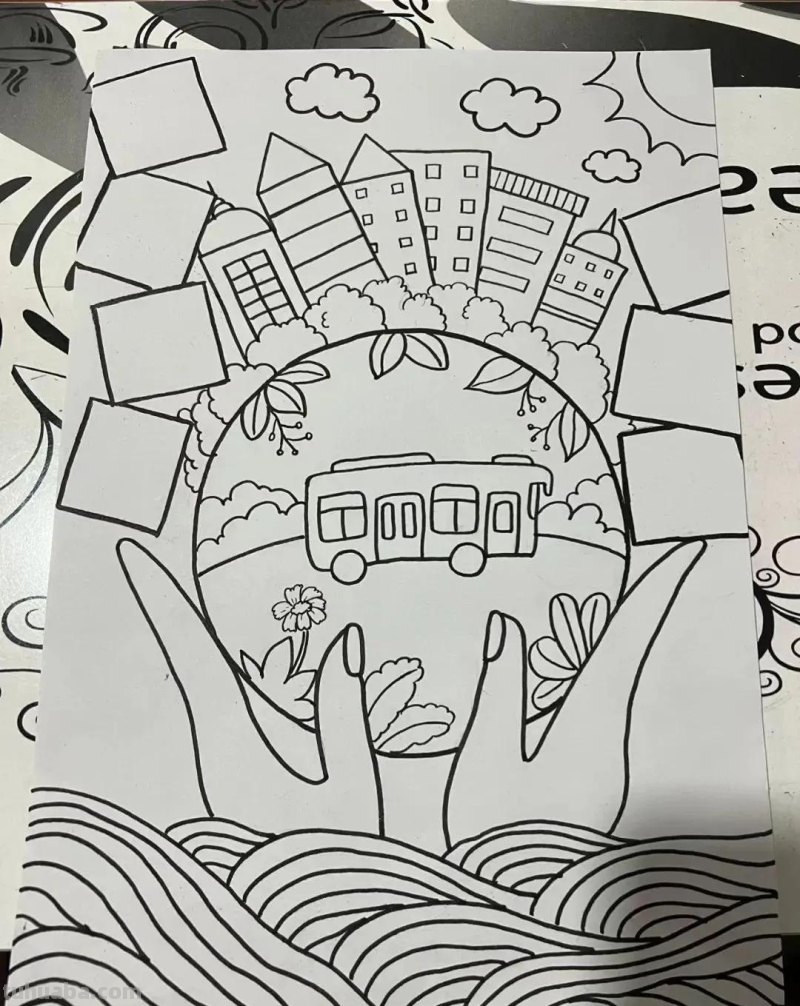 精选31张“环保主题”世界环境日等的主题绘画，线稿可打印呦！
