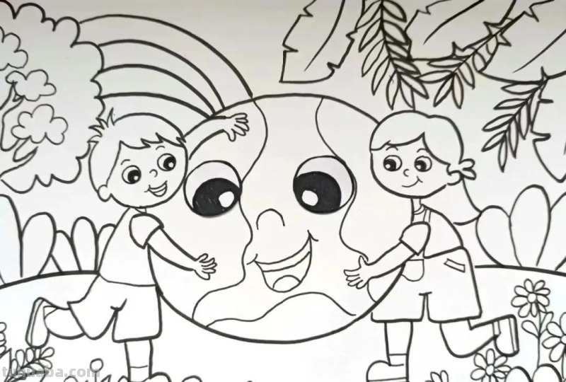 精选31张“环保主题”世界环境日等的主题绘画，线稿可打印呦！