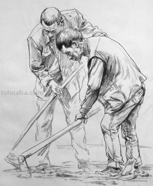 干活的速写 画一画劳动的场景?
