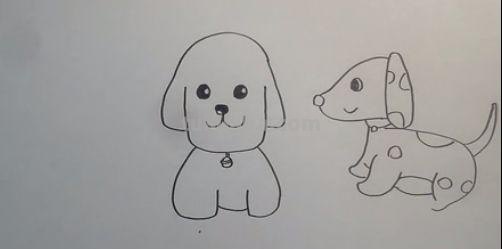 「简笔画」两只可爱的小狗