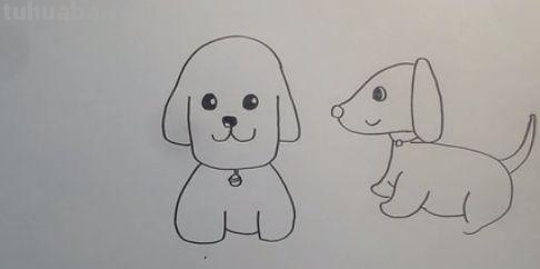 「简笔画」两只可爱的小狗