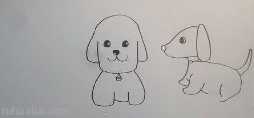 「简笔画」两只可爱的小狗