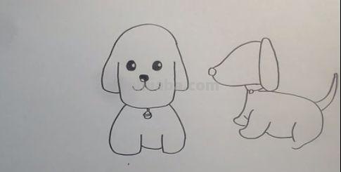 「简笔画」两只可爱的小狗