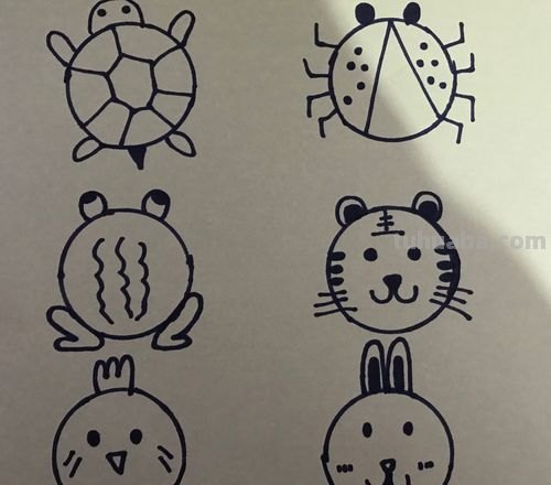 儿童益智简笔画，以圆形变化而来的10种动物简笔画！