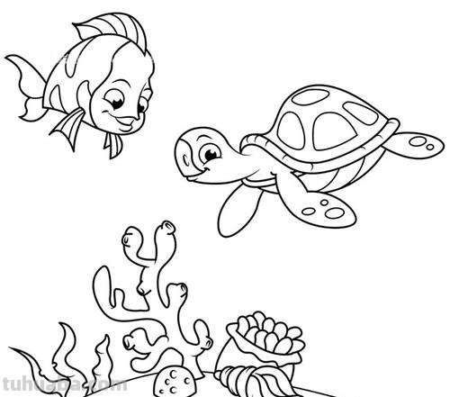 土豆姑娘的日记017-儿童简笔画之海底动物（含海龟珊瑚海马等）