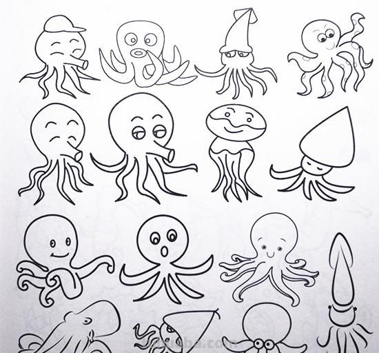土豆姑娘的日记017-儿童简笔画之海底动物（含海龟珊瑚海马等）