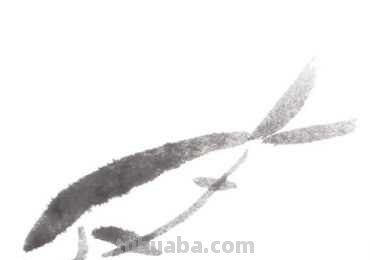 教你画草鱼：用浓墨以中锋为主画出鱼尾，以侧锋画出背鳍，快学习