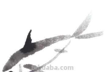 教你画草鱼：用浓墨以中锋为主画出鱼尾，以侧锋画出背鳍，快学习
