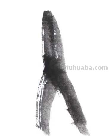 教你画草鱼：用浓墨以中锋为主画出鱼尾，以侧锋画出背鳍，快学习