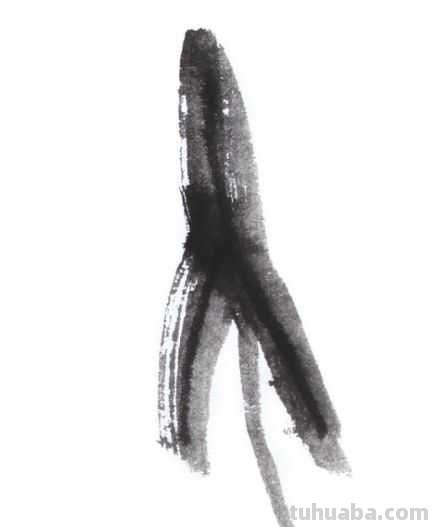 教你画草鱼：用浓墨以中锋为主画出鱼尾，以侧锋画出背鳍，快学习