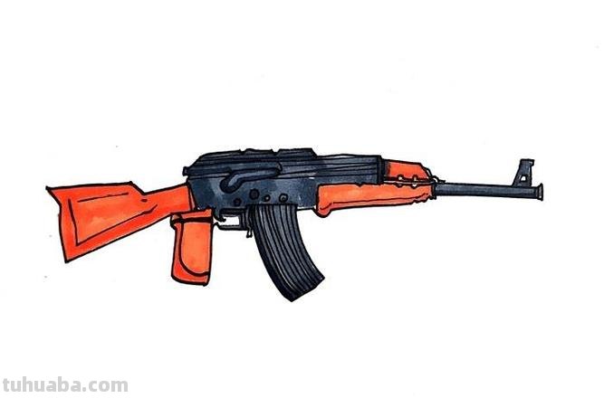 机枪怎么画彩铅颜色 一步一步教你画ak？