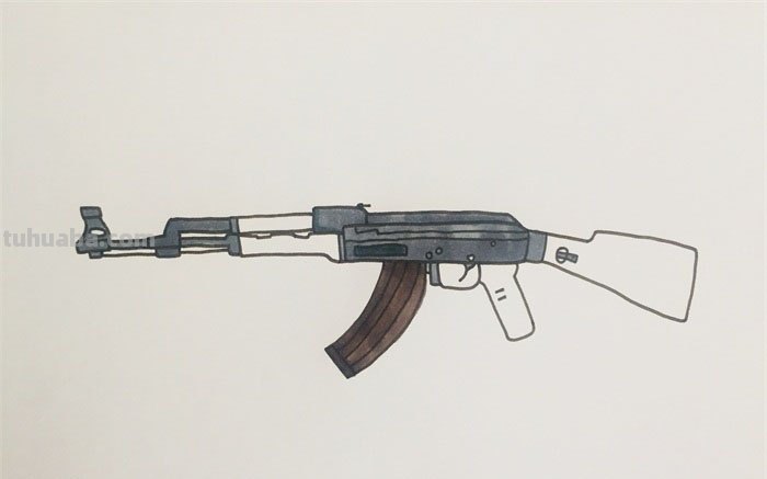 机枪怎么画彩铅颜色 一步一步教你画ak？