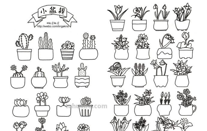 简单几笔就能搞定的绿植简笔画素材~