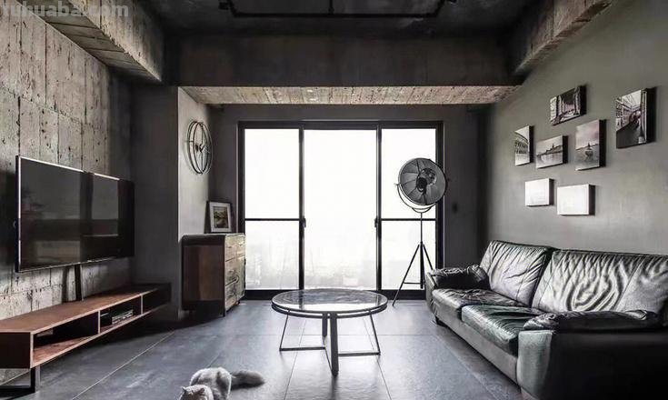 87㎡复古工业风，金属+水泥与原木的碰撞，小两居装出豪宅范