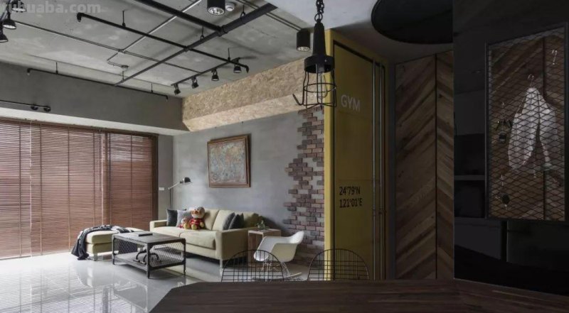 87㎡复古工业风，金属+水泥与原木的碰撞，小两居装出豪宅范