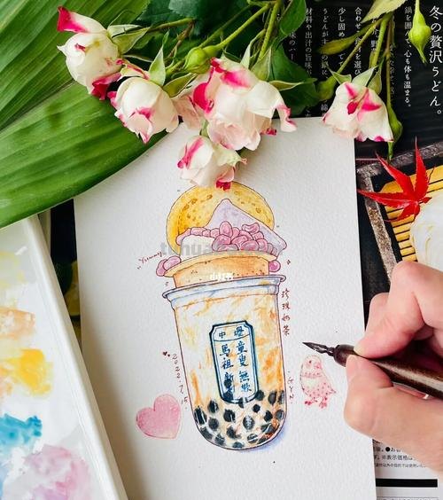 奶茶怎么画 彩铅颜色 怎么用横格本和12色水彩笔做奶茶手帐?