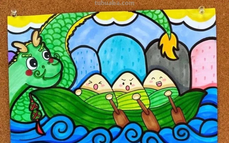 端午节手抄报+主题儿童画57张，收藏准备绘画不慌张！