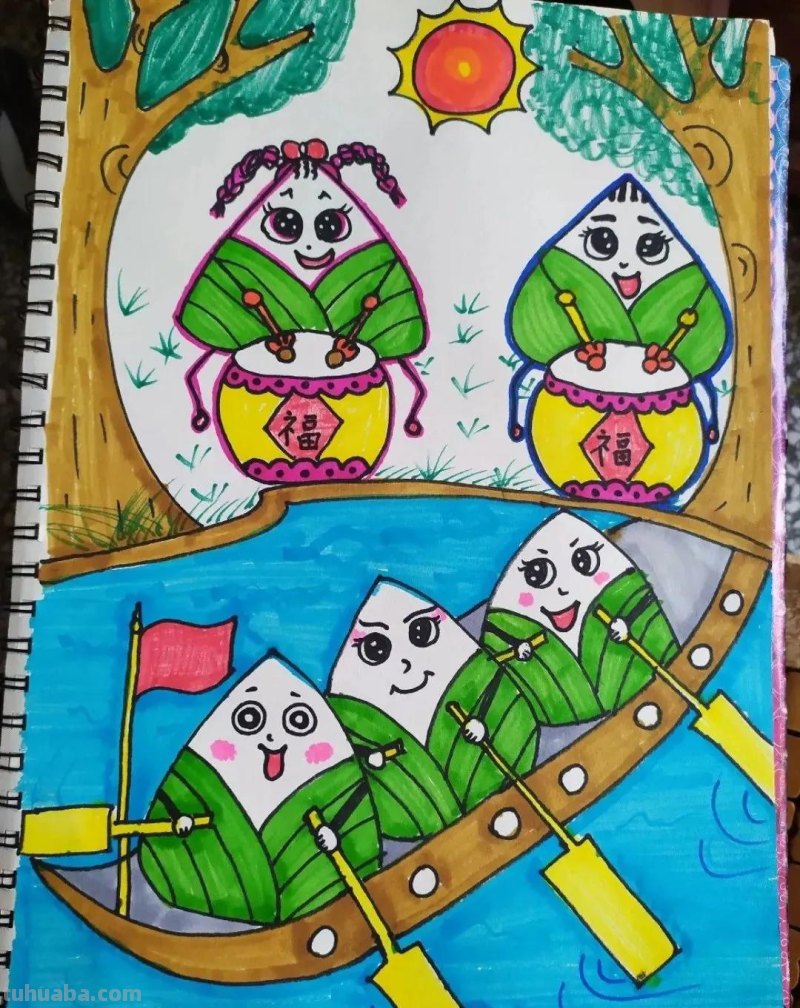 端午节手抄报+主题儿童画57张，收藏准备绘画不慌张！