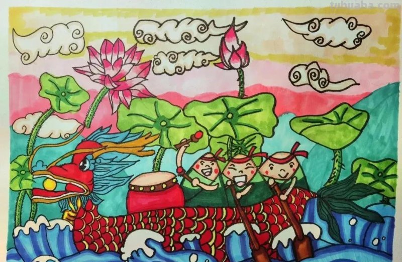 端午节手抄报+主题儿童画57张，收藏准备绘画不慌张！