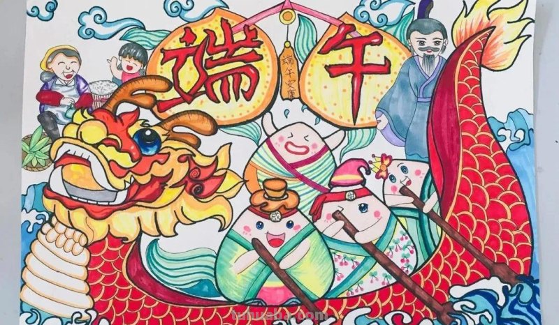 端午节手抄报+主题儿童画57张，收藏准备绘画不慌张！